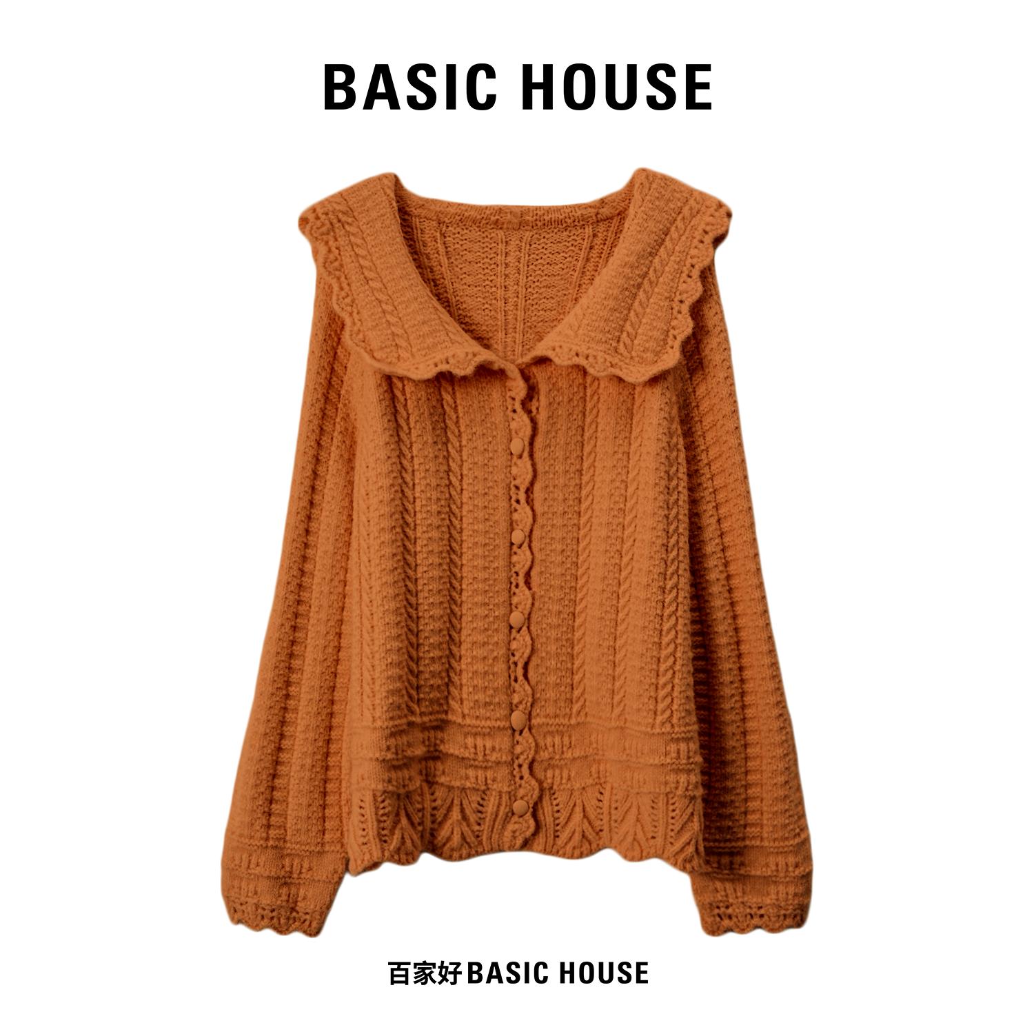 针织开衫女娃娃领韩系毛衣外套女