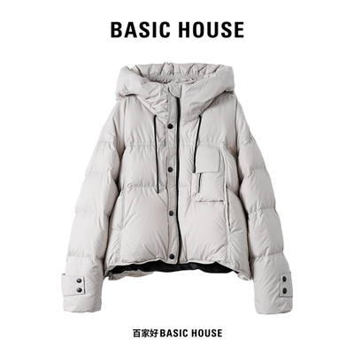 百家好时尚连帽加厚保暖羽绒服女
