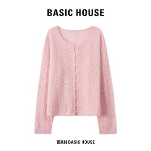 针织衫 百家好蕾丝绞花法式 女2025早秋小香风温柔上衣 House Basic