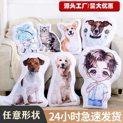 diy定制巨丑抱枕无白边异形照片定做来图仿真宠物狗枕头猫咪靠垫