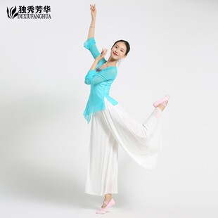 独秀芳华古典纱衣舞蹈服短款喇叭长袖中国舞服刺绣古典舞练功服装