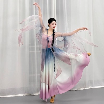 新款古典舞蹈服套装古风渐变纱衣