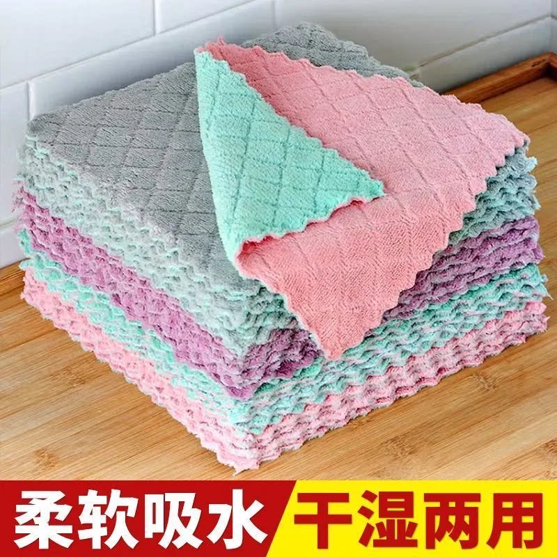 家用懒人抹布厨房清洁可吸油双面百洁布复合吸水清洁巾珊瑚绒抹布