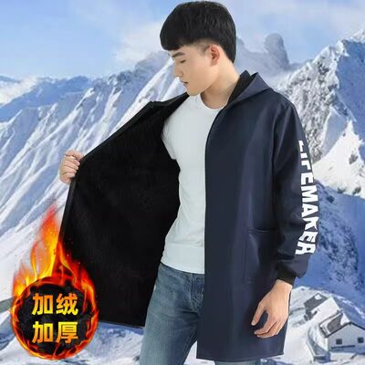 加绒大衣加肥加大款罩衣正穿衣