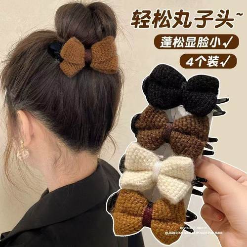 秋冬新款毛线蝴蝶结发夹