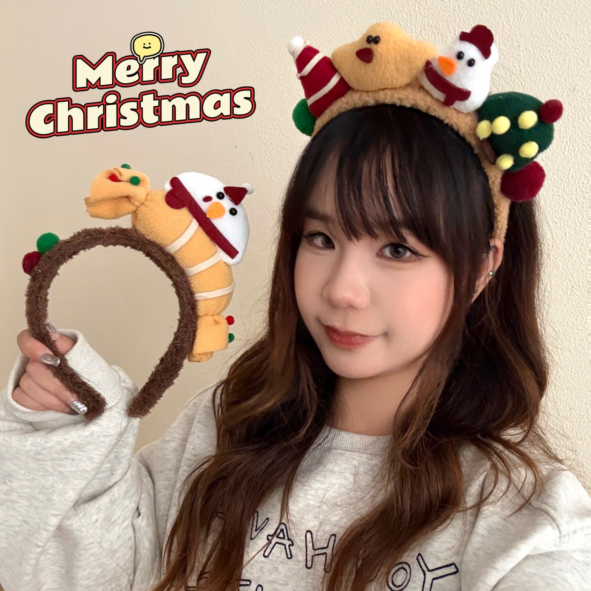 质量严选圣诞可爱毛绒糖果雪人发