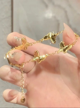 锌合金简约五只小蝴蝶手链手链