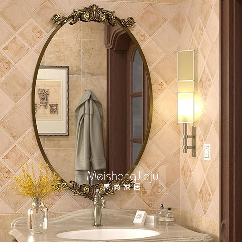 法式复古浴室镜智能洗手间装饰镜欧式梳妆台化妆镜简约家用卧室镜