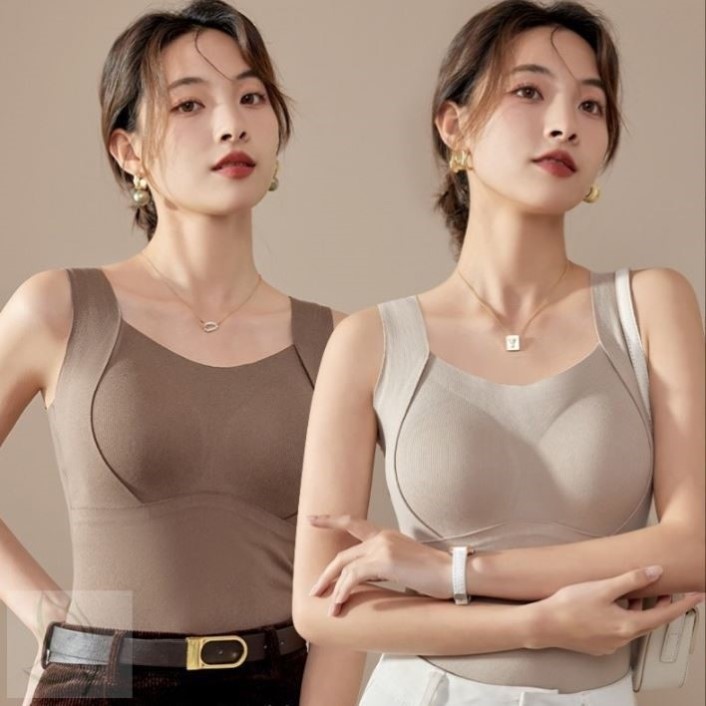 石墨烯保暖百搭美背免穿内衣上衣秋冬打底背心女修身一体式无钢圈