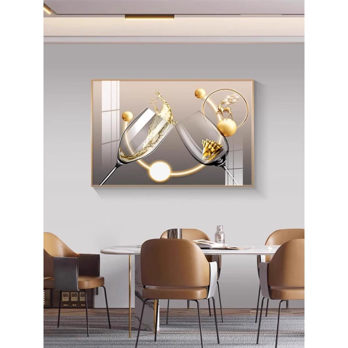 轻奢酒杯餐厅饭厅装饰画现代简约厅厨房挂画饭店餐桌背景墙壁画图片