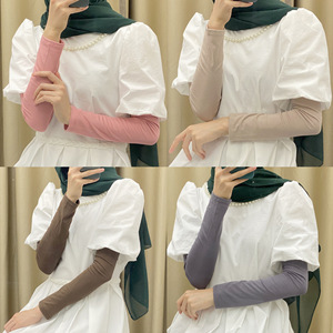 纯色莫代尔棉防晒防紫外线冰袖袖套女户外开车护臂手袖打底袖子夏