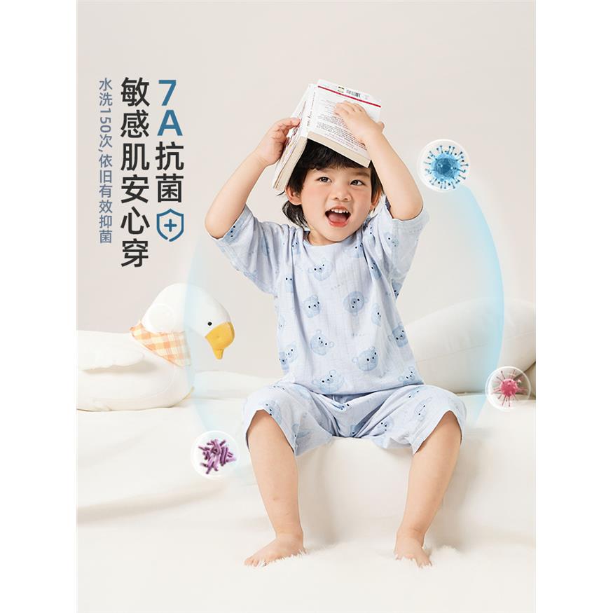 男童家居服套装女童短袖t