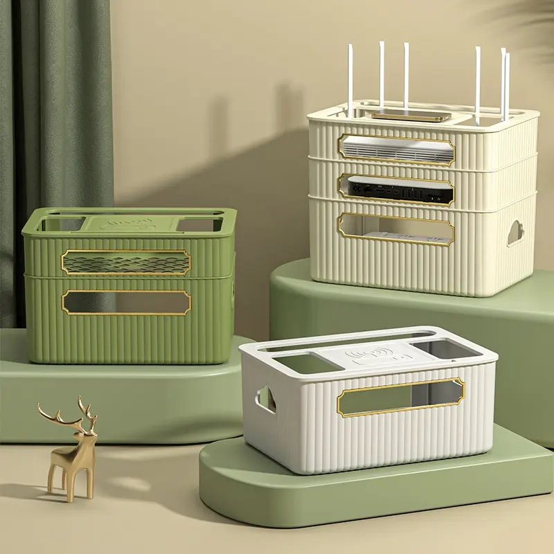 wifi路由器收纳盒电视机顶盒置物架插座电线整理神器无线光猫放置