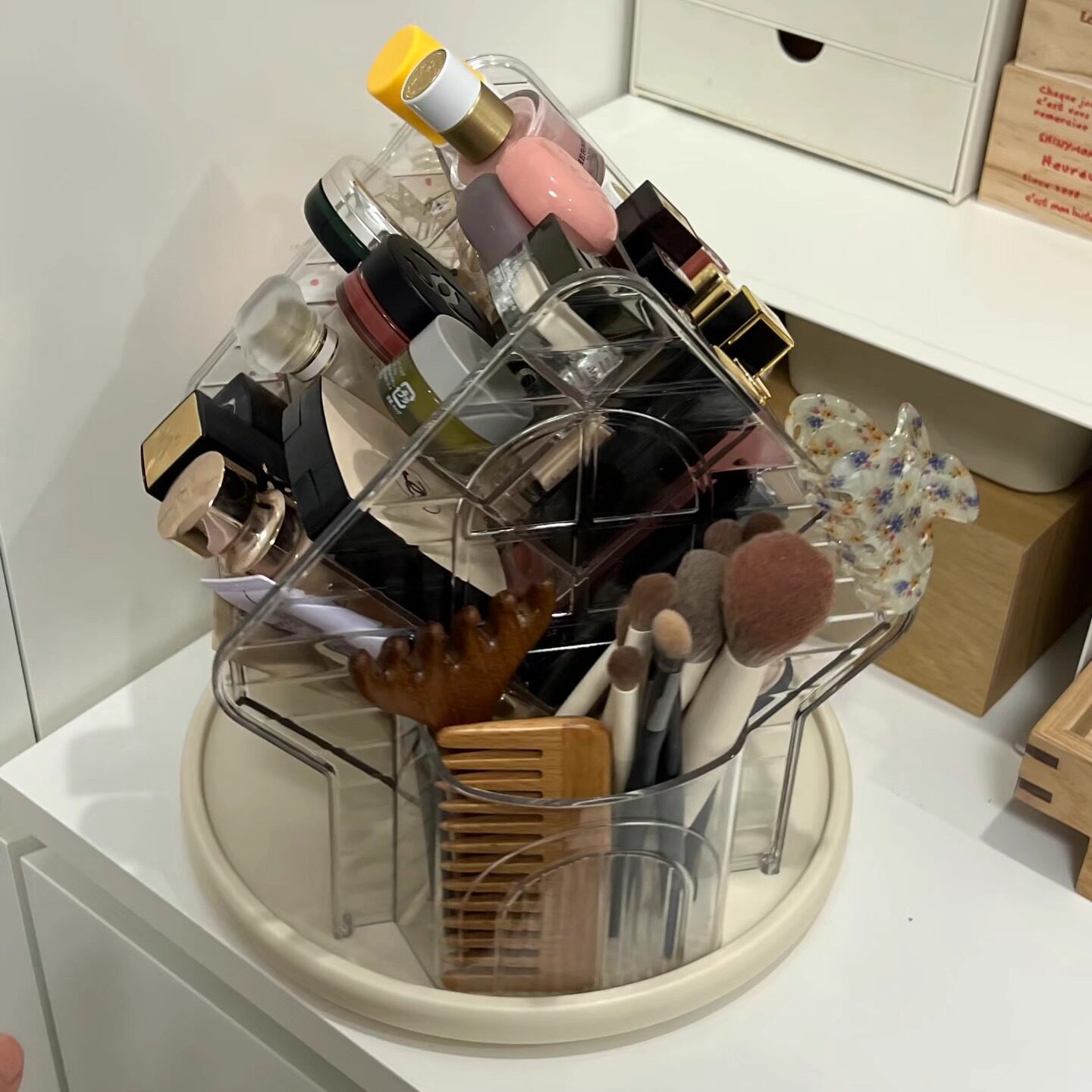 桌面高级感化妆品置物架ins风旋转首饰大容量高颜值多功能整理盒