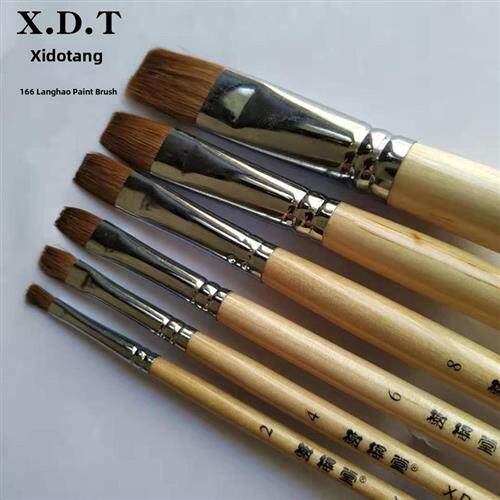 谢德堂166木杆平头狼毛水粉笔油彩画笔水彩笔谢德堂笔套单