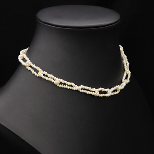 天然淡水珍珠项链编织小众环环相扣ins高级感锁骨链手工饰品