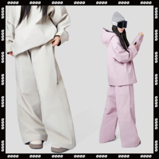 SNOSNO单板宽松滑雪裤女2024冬季男防水防风保暖裤专业滑雪服裤子