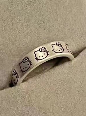 胖东来ins网红卡通款情侣戒指男女图案kt猫咪动漫主角可调节送女
