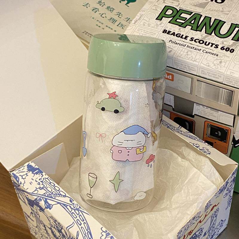自制卡通睡衣小猫塑料杯 tritan环保耐高温绿色随行杯 简约随手杯