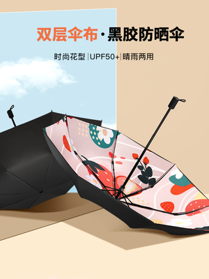 双层遮阳伞乙烯基超级防晒紫外线防护遮阳伞折叠式女士晴天或雨天