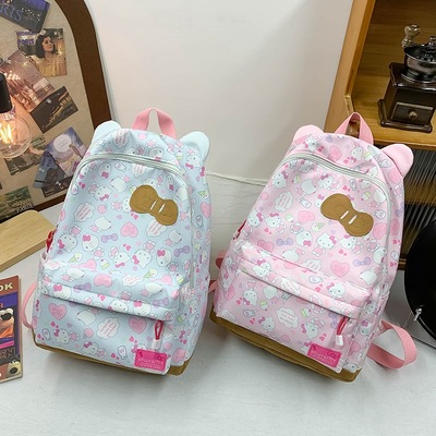日本日系蝴蝶结凯蒂猫书包ins可爱印花少女心大容量软妹校园收纳