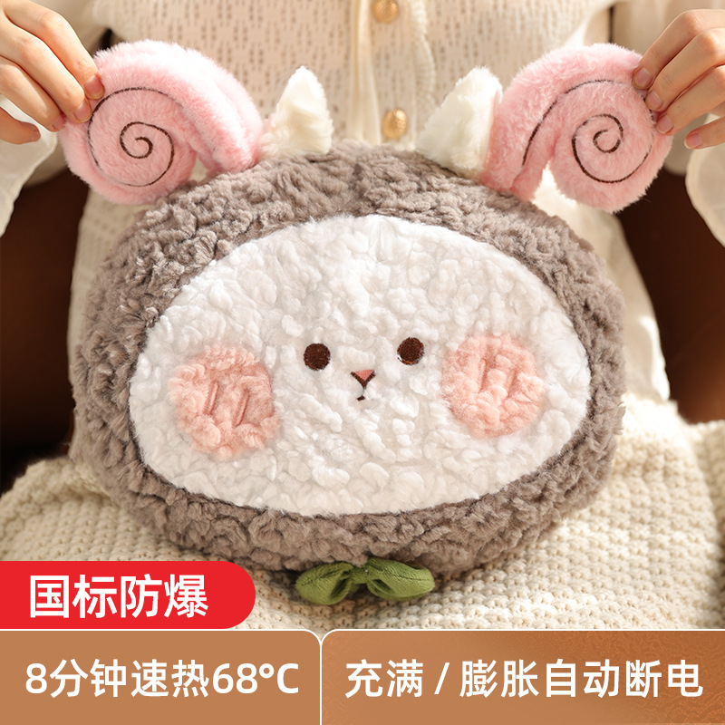 充电式热水袋毛绒暖手宝已注水可爱暖水袋暖宝宝可拆洗暖手袋防爆