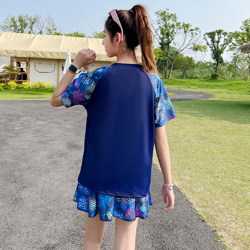 儿童泳衣女孩10岁女童分体裙式装11岁1J2岁微胖大码泳裤防走光网