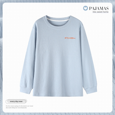 女士纯棉上衣圆领睡衣