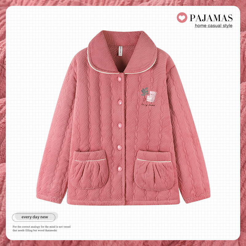 珊瑚绒夹棉中年妈妈2025新款