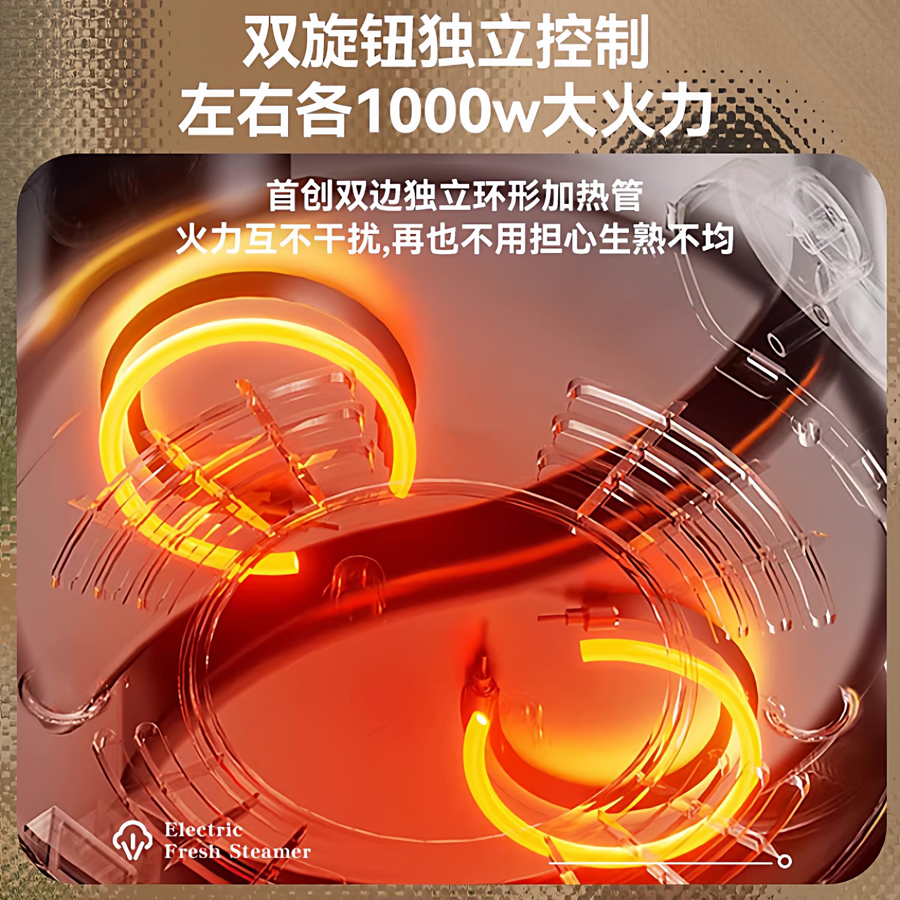 德国鸳AMX-B228快鸯火锅用电火锅多功能家煮一体锅炒锅电锅可分区
