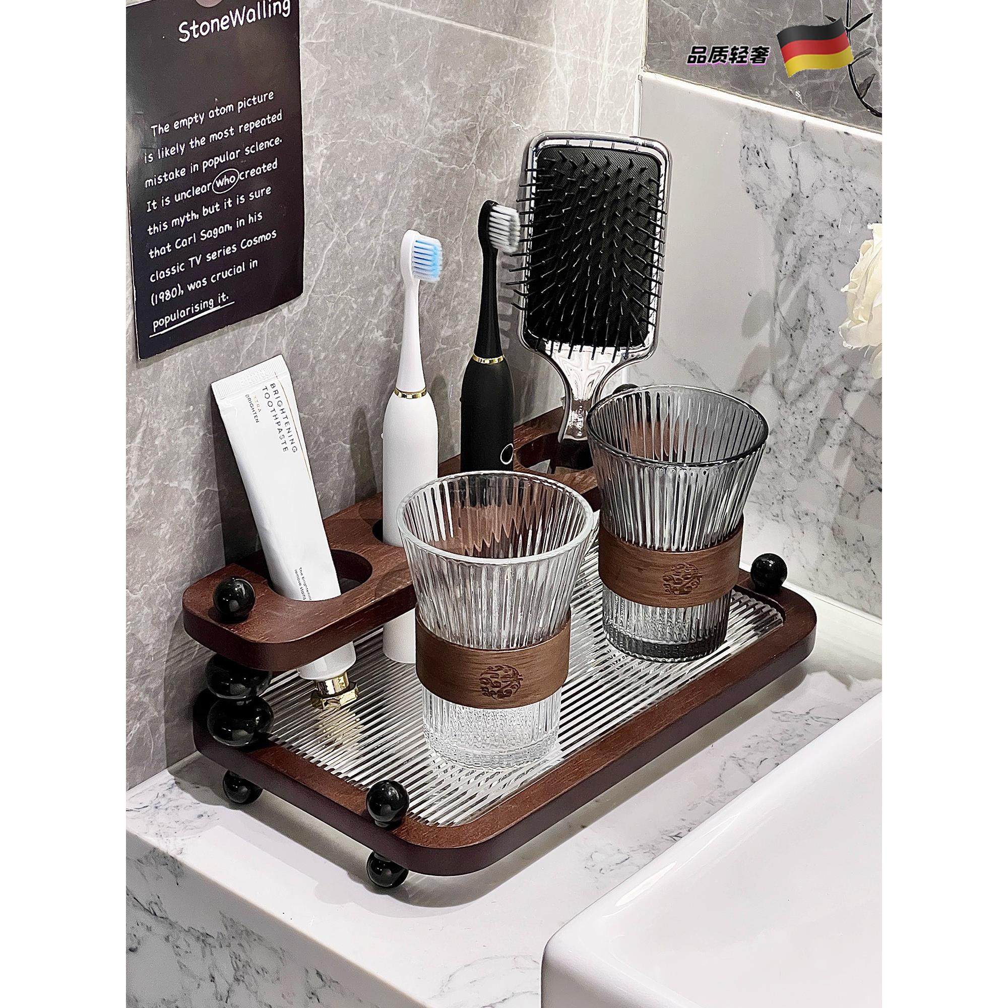 德国中古风轻奢牙刷架覆古漱口杯置物架套装卫生间台面牙杯收纳架