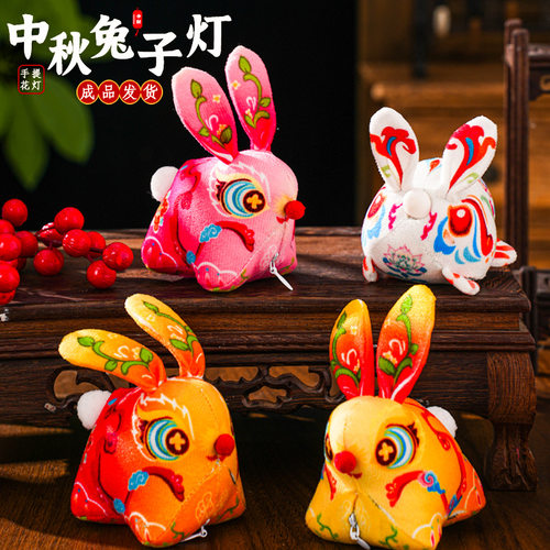 重阳节手提灯笼古风兔子花灯diy材料包复古挂饰发光灯笼中秋礼品