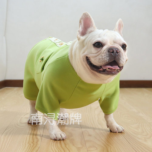 法斗犬四脚衣胖狗体型巴哥犬加厚双层绒狗狗衣服弹力糖果色冬季