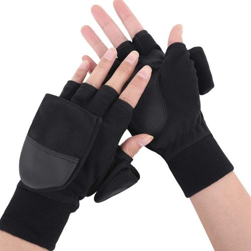 直销冬季男女款保暖半指翻盖运动骑行可触屏防滑摇粒绒手套