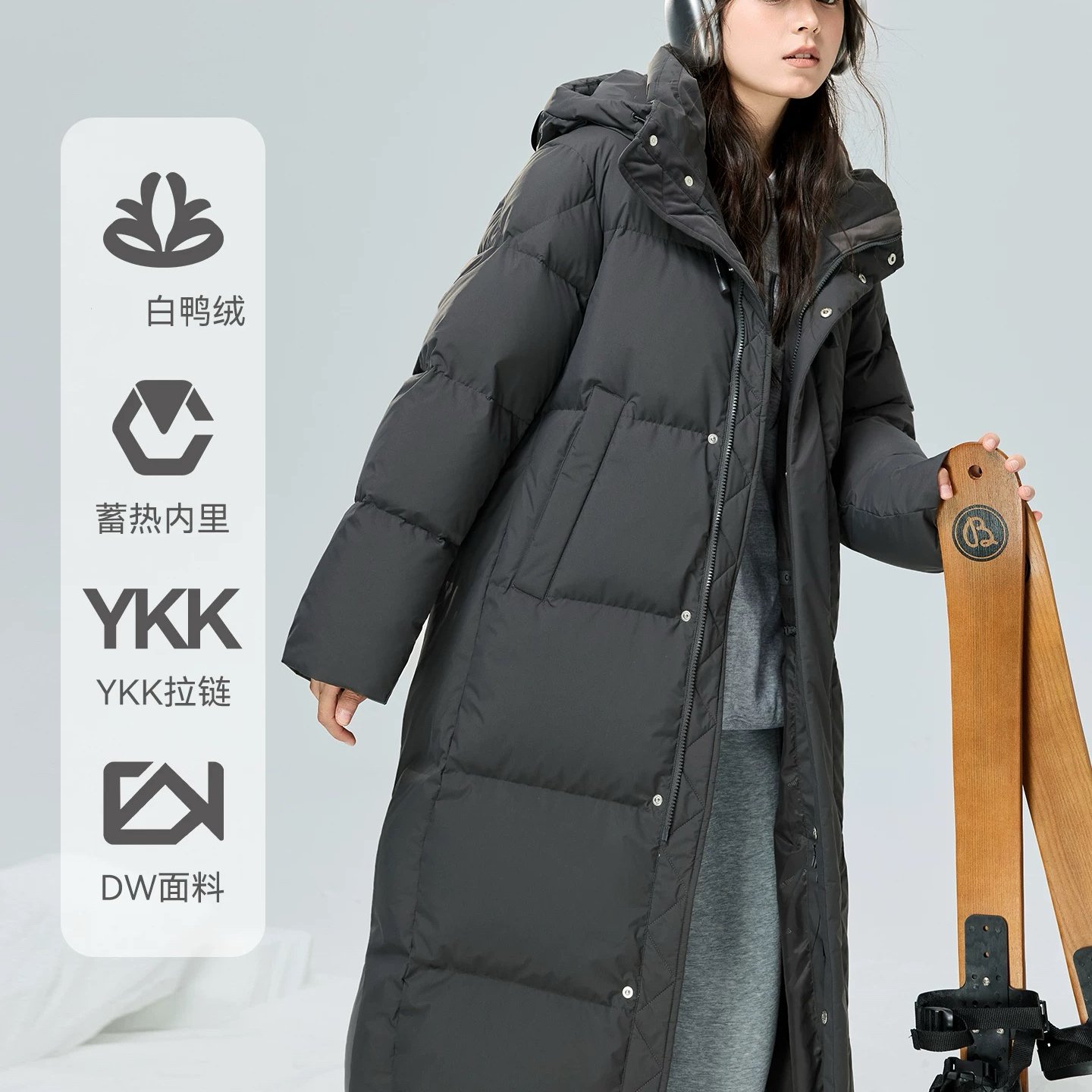 CV凸乆鸟长款羽绒服女过膝2025年冬新款加厚保暖宽松95白鸭绒外套