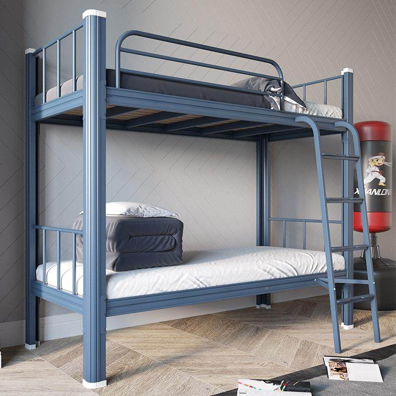 加29894床厚上铺铁架床双层高低生床两人铁艺学员工宿舍落地爬梯