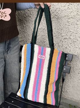 RPDCLaVie「彩虹夹心」彩色原创手工编织包包女冬天编织袋rpdc包