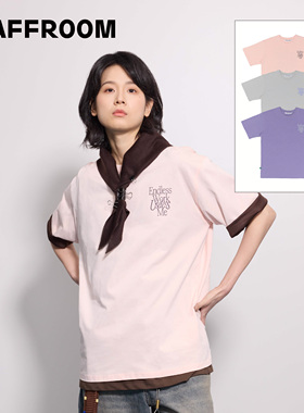 STAFFROOM“实在做不完”新款通勤休闲宽松优质圆领精品印花T恤