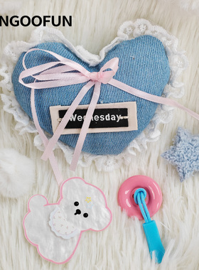 fungoofun/梵高范包面配件包包扣花  浅蓝色爱心