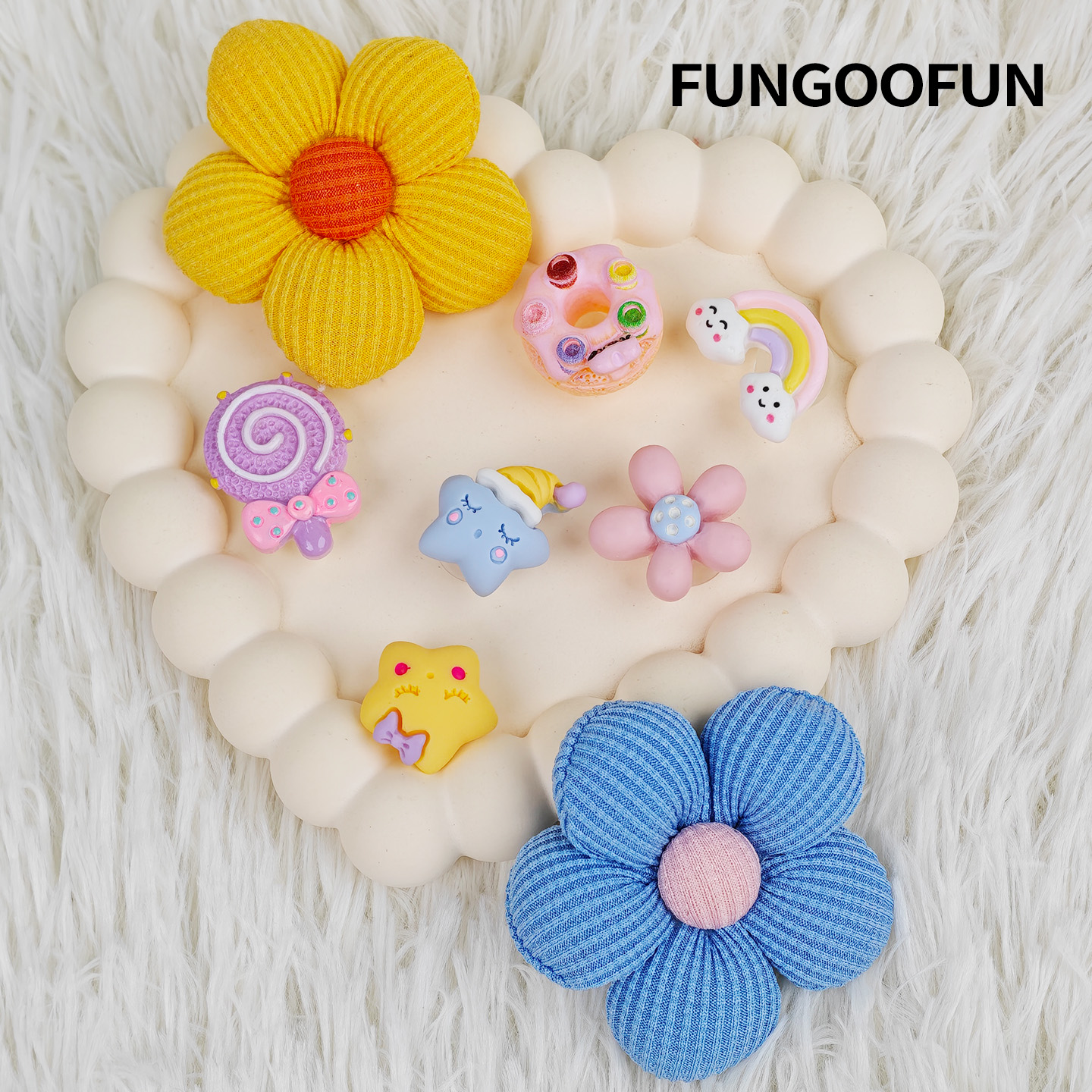 fungoofun/梵高范包面配件包包扣花  多巴胺拼色小花