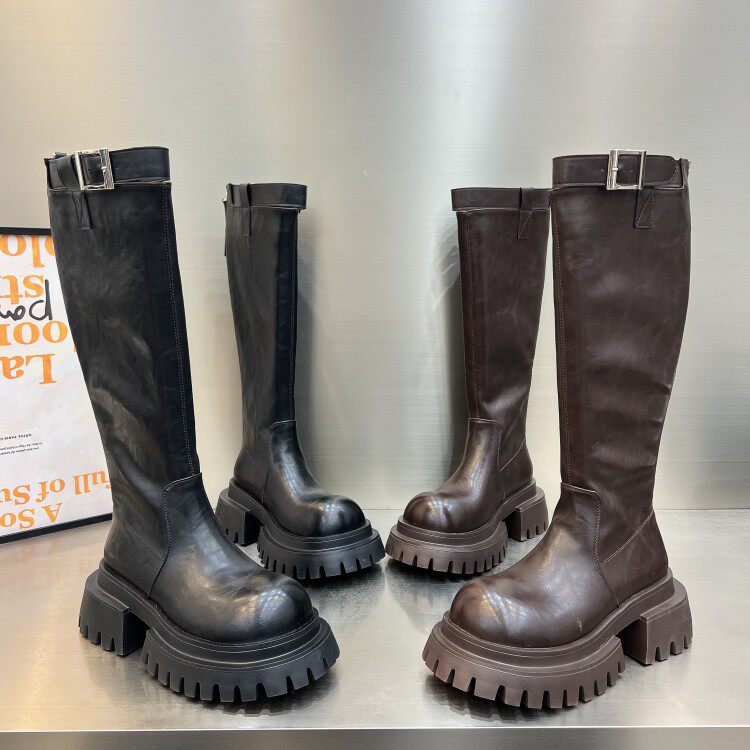 日本OFFCAT厚底增高马丁靴女2025新款真皮高跟加绒保暖棉鞋雪地靴