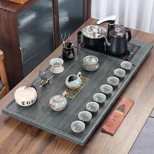 全套功夫茶具家用客厅茶几办公室全自动茶台 乌金石茶盘2024新款
