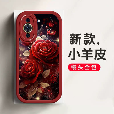 玫瑰花适用华为p60art手机壳ELE-AL00小羊皮p40pro+/p50e/p50/p30抗摔EML-AL00硅胶ANE-LX2软壳全包手机套女