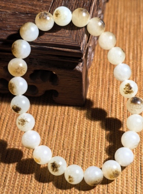 正宗新疆和田玉籽料黑红皮8mm圆珠手链天然玉沁高档珠宝单圈收藏