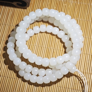 精品在售新疆和田玉籽料羊脂白玉7 8mm老型珠手串108苏工手工项链