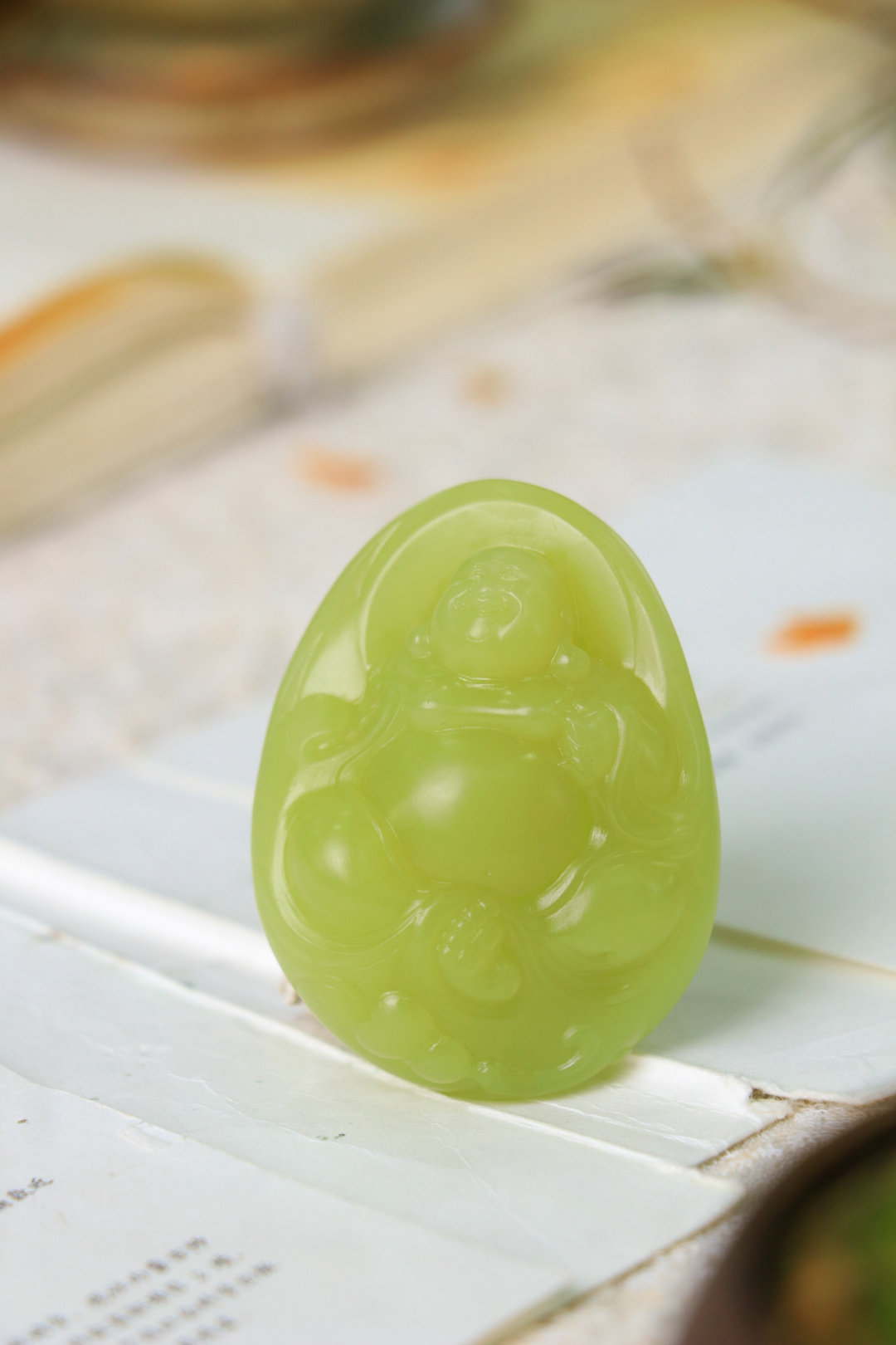 新疆和田玉若羌黄口弥勒笑佛吊坠天然玉石高档佛公挂坠男女款