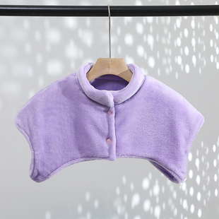 秋冬加厚法兰绒护肩睡觉颈椎坎肩防寒保暖月子产妇喂奶披肩护肩膀