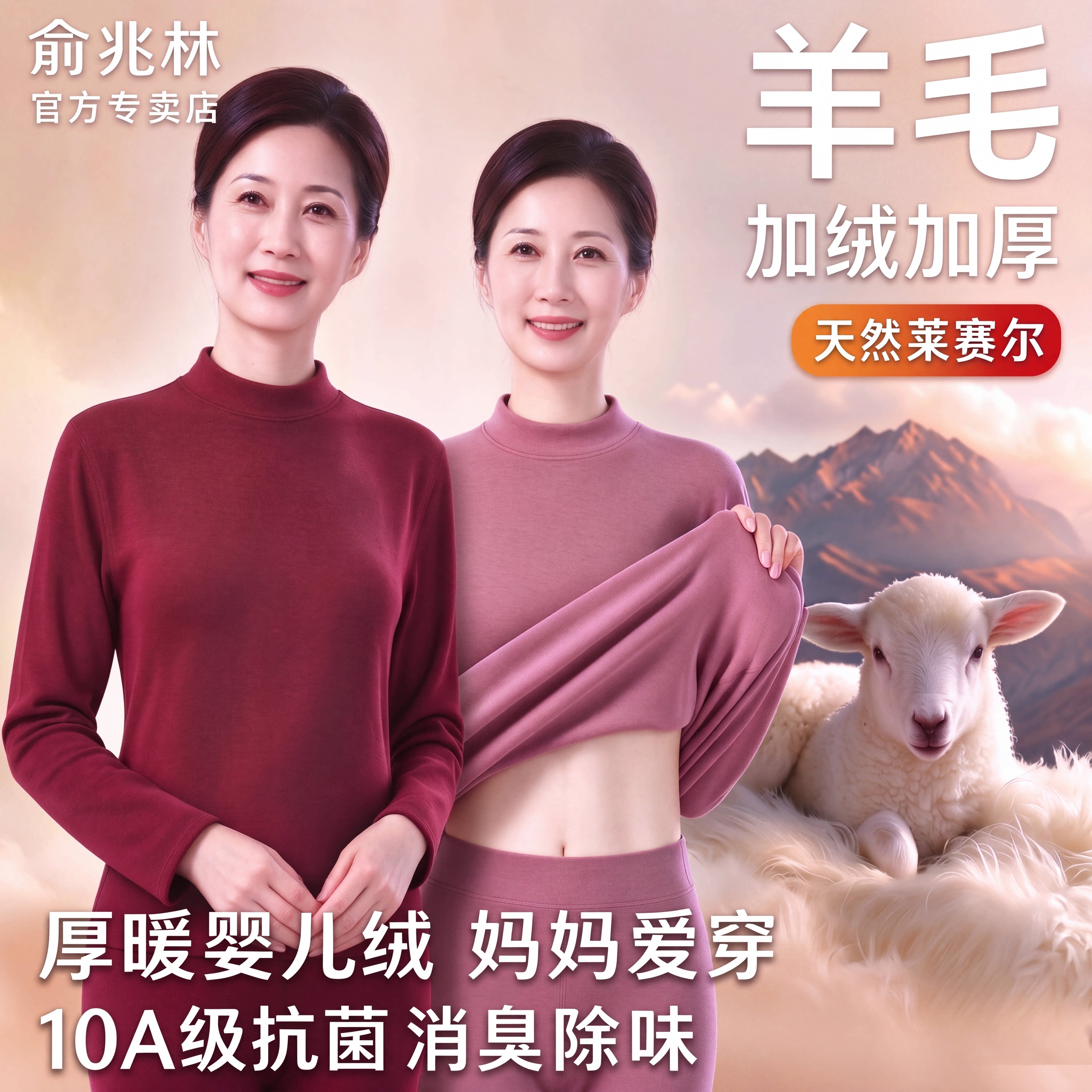 俞兆林中老年妈妈保暖内衣加绒加厚女士冬季保温发热秋衣秋裤套装
