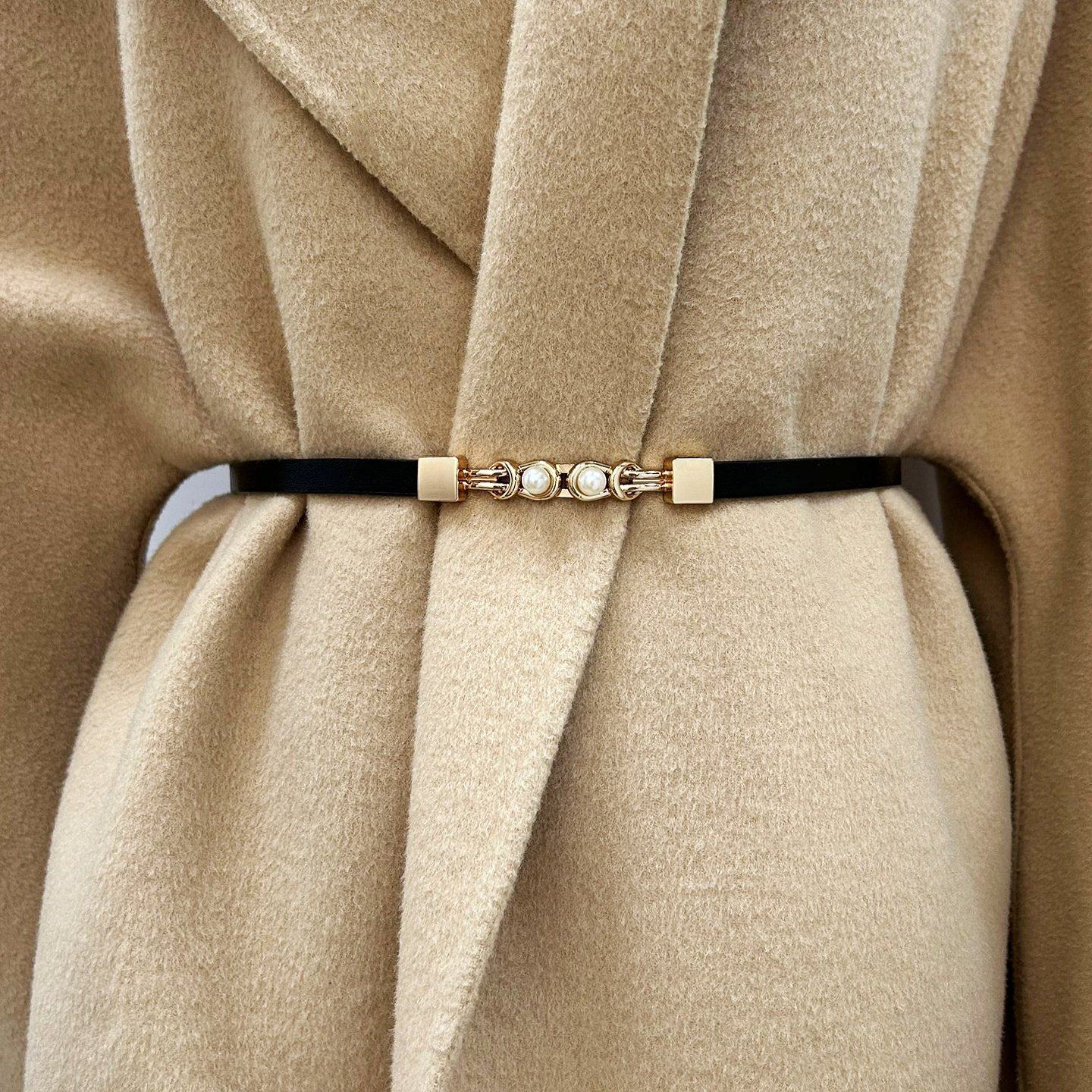 大衣装饰细腰带珍珠对扣女装饰连衣裙免打孔百搭腰封皮带居家日常,居家日用,居家日用套装,淘宝优惠券,粉丝福利购,淘宝优惠卷