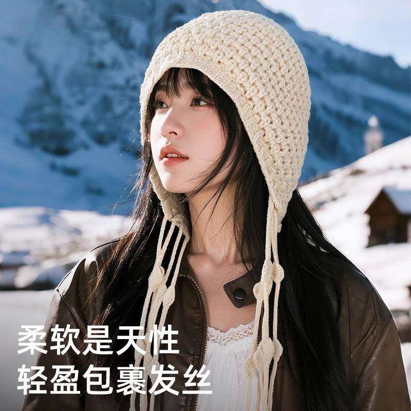 新款秋冬帽子手工编织流苏针织帽女川西旅游穿搭镂空保暖显脸小,居家日用,居家日用套装,淘宝优惠券,粉丝福利购,淘宝优惠卷